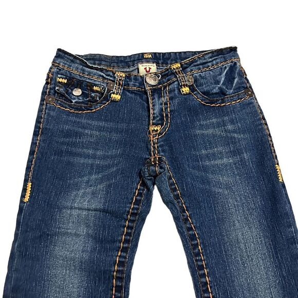 True Religion Rare Y2K Straight Leg Dark Blue Flap Pocket Low Rise Jeans - Picture 4 of 9